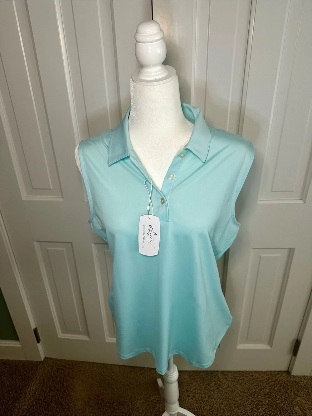 Greg Norman Collection Sleeveless Polo Tank in Light Aqua -NWT